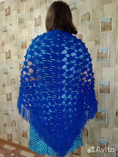 Платок шаль вязанная крючком шарф