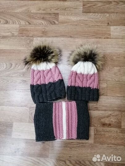 Комплект шапка взрослая + детская