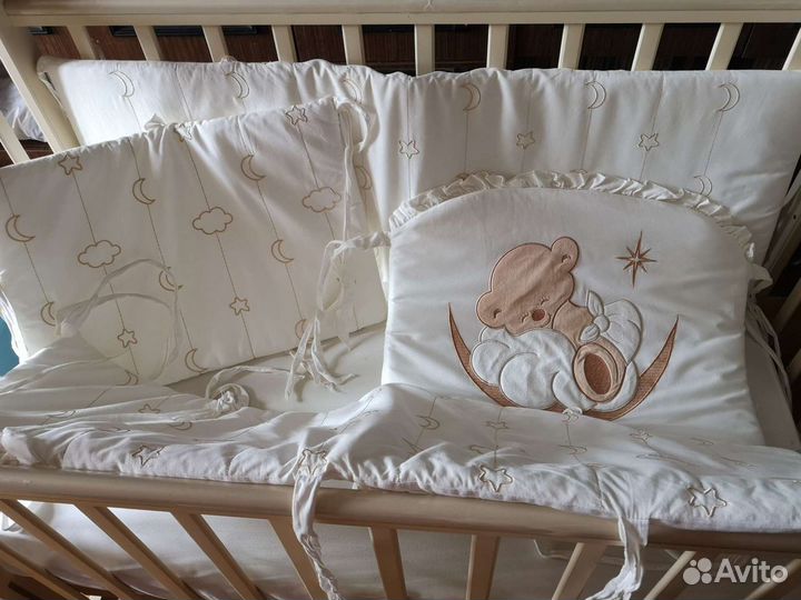 Детская кроватка качалка,матрас,бортик б/у