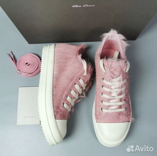 Кеды Rick Owens Ramones Pony Hair Кожаные