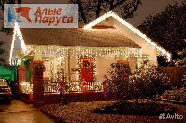 Украшение домов гирляндами