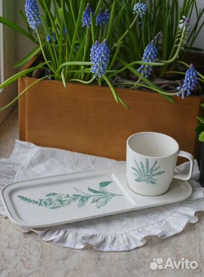 Новая чайная пара с подносом Salvia 285мл фарфор