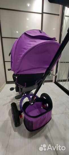 Велосипед с ручкой фиолетовый, модель такая же