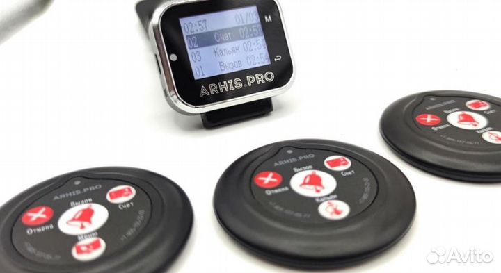 Кнопка вызова официанта Слим в ассорт и часы