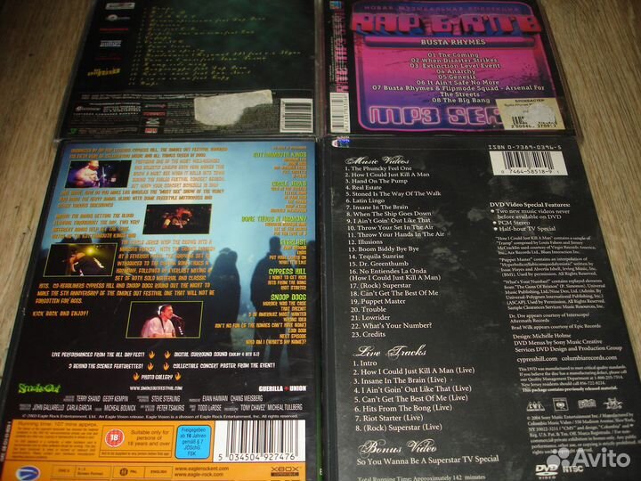 Dvd и CDрэпа (CypressHill,SnoopDogg,Everlast)