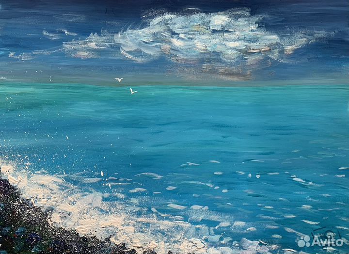 Картина «Прибой» гуашь, 30*40