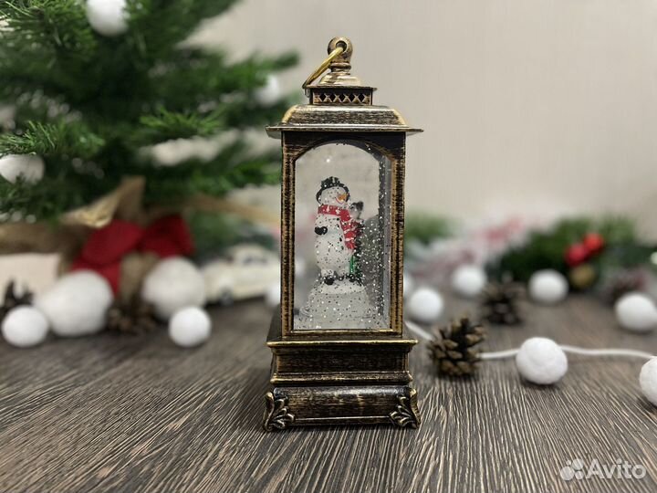 Новогодний фонарь светильник Снеговик