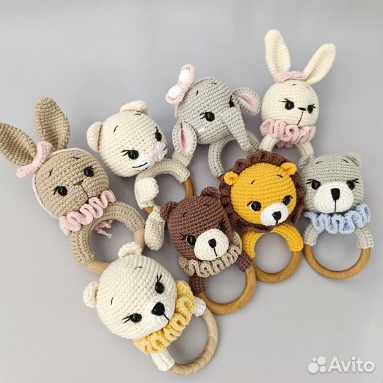 Погремушка вязанная на кольце, Грызунки