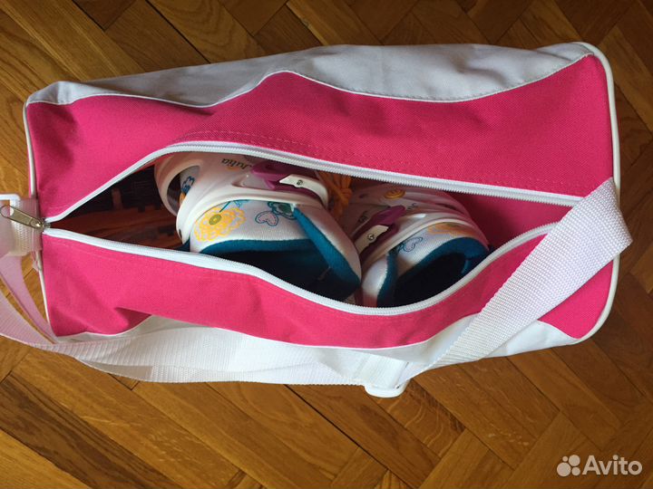 Коньки ледовые раздвижные белые р-р 34-36