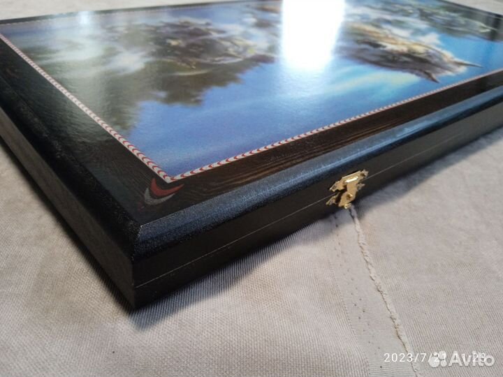 Нарды цветные, большие Волки в снегу