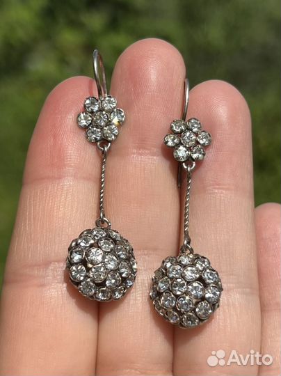 Серебряные серьги 875 пробы, винтаж
