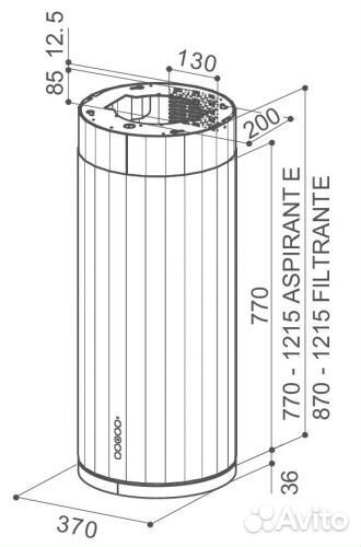 Вытяжка faber 110.0456.261 faber corinthia isola EV8P X/OM A37