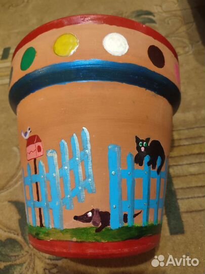 Горшок керамический для цветов ручная роспись 10л