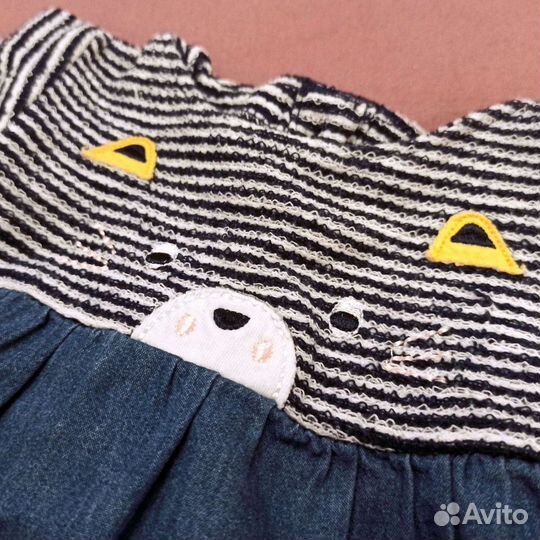 Crafted джинсовое платье на девочку, 0-3 месяцев