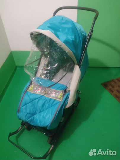 Детские санки коляска с колесами
