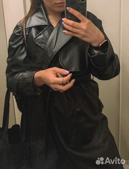 Тренч из эко кожи