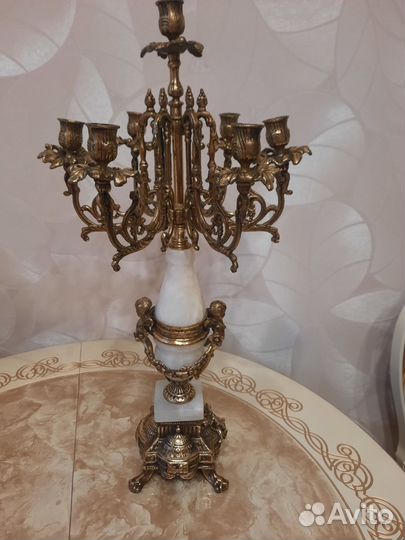 Подсвечник канделябр Бронза и мрамор