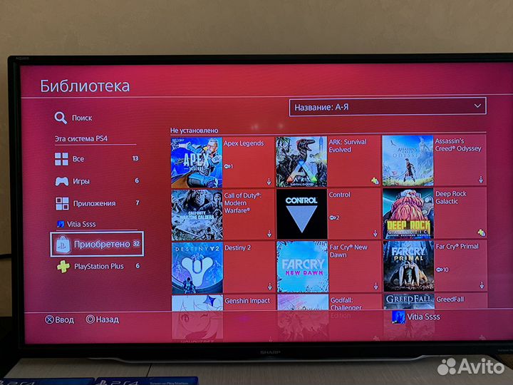 Ps4 500gb. 32 игры и 2 диска