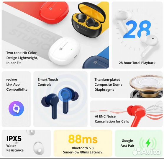 Беспроводные наушники Realme Buds T100