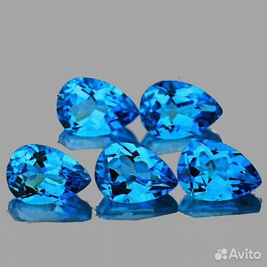 Топаз натуральный 4,16Ct 5шт 7х5мм Swiss Blue pear
