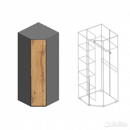 Угловой шкаф с профильной ручкой