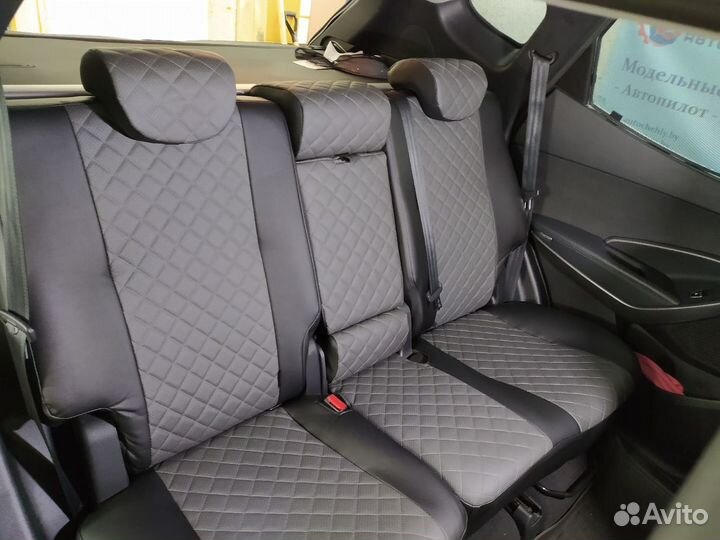 Чехлы Автопилот для SantaFe3 Черные+тсерые+Ромб