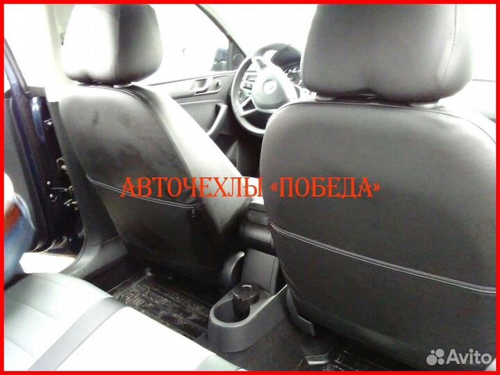 Чехлы Skoda Rapid 1 из экокожи чёрно-серые Классик