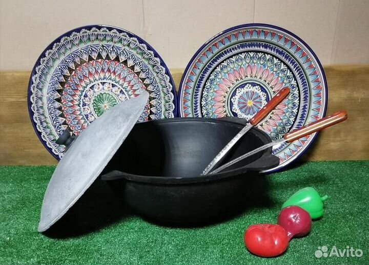 Казан чугунный 12 литров + ляган + капкир