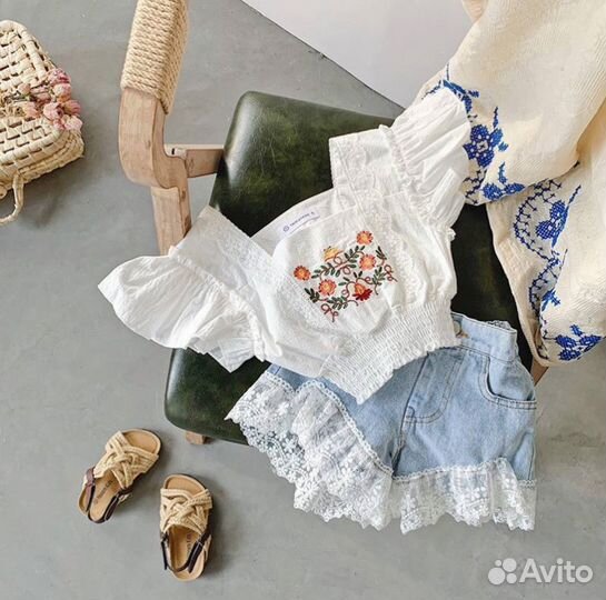 Летний детский костюм шорты-топик
