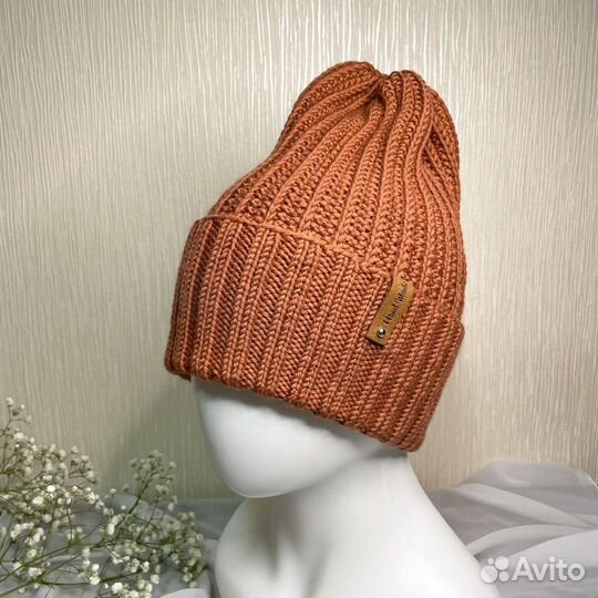 Вязаная шапка «тыковка» ручной работы