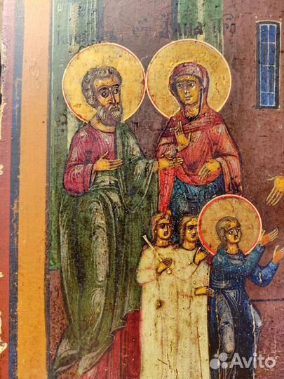 Старинная икона Введение во храм 19 век