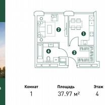 1-к. апартаменты, 37,9 м², 4/5 эт.