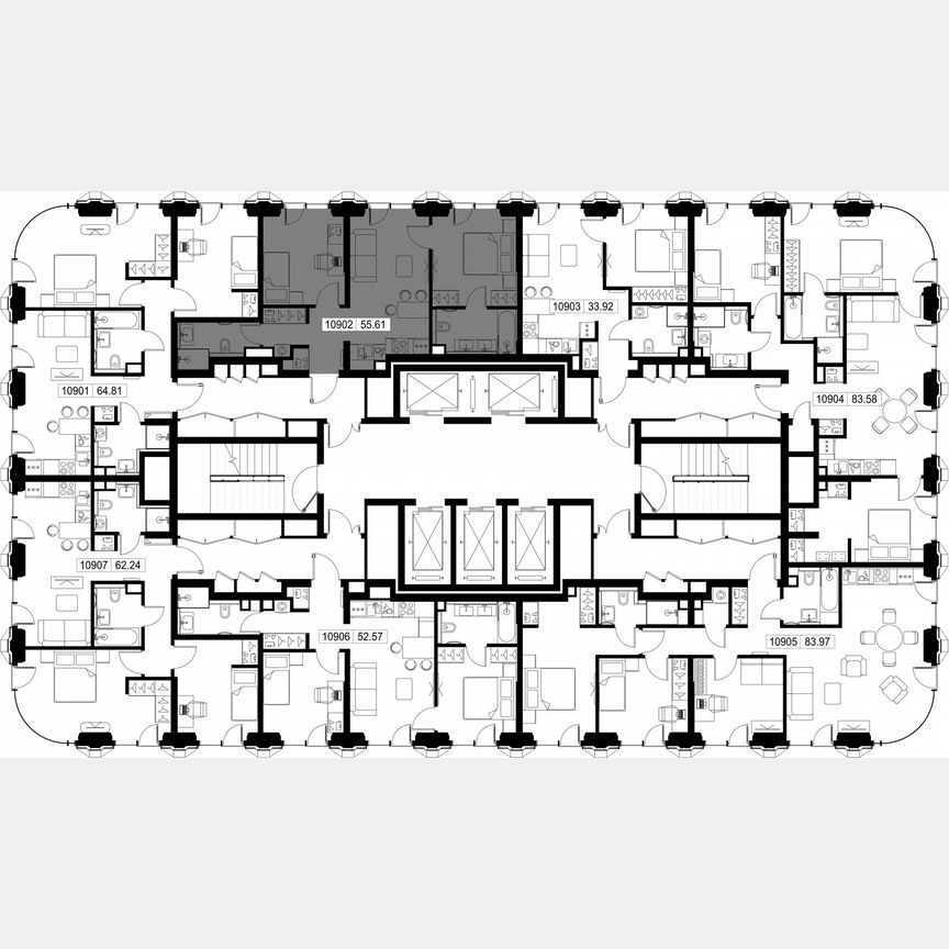 2-к. квартира, 55,6 м², 9/52 эт.