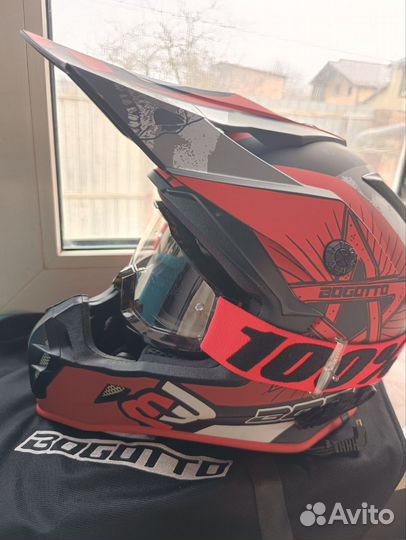 Шлем кросс эндуро Bogotto с очками. Новый