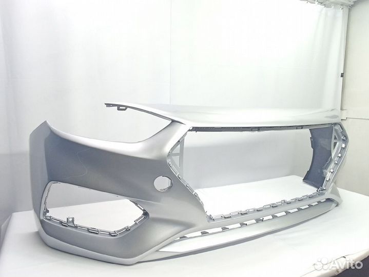 Бампер передний Hyundai Solaris 17 Серебристый RHM