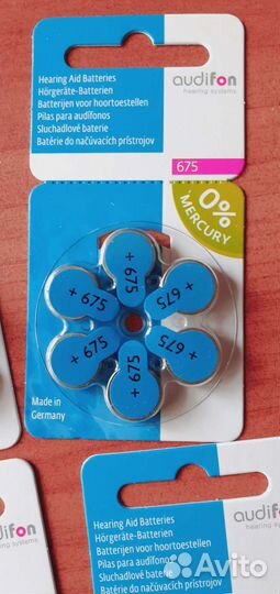 Батарейки для слуховых аппаратов 675