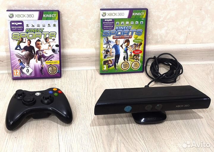 Сенсор Kinect + 2 игры, геймпад для Xbox 360