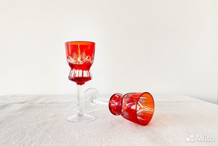 Рюмка рубиновое красное стекло антиквариат СССР