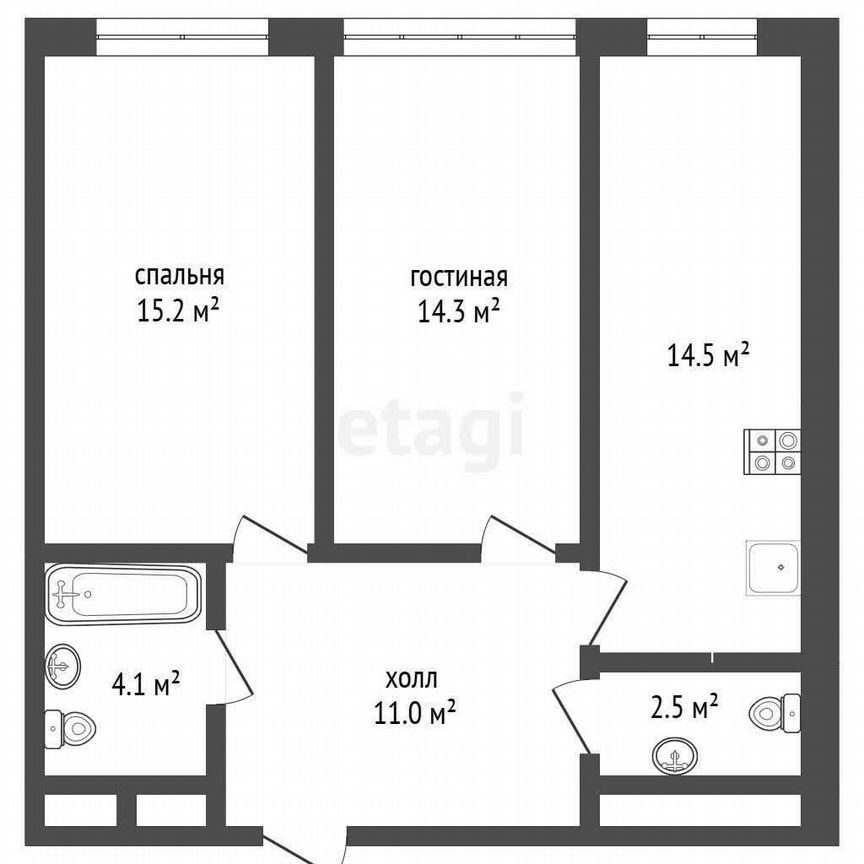 2-к. квартира, 61,6 м², 4/19 эт.