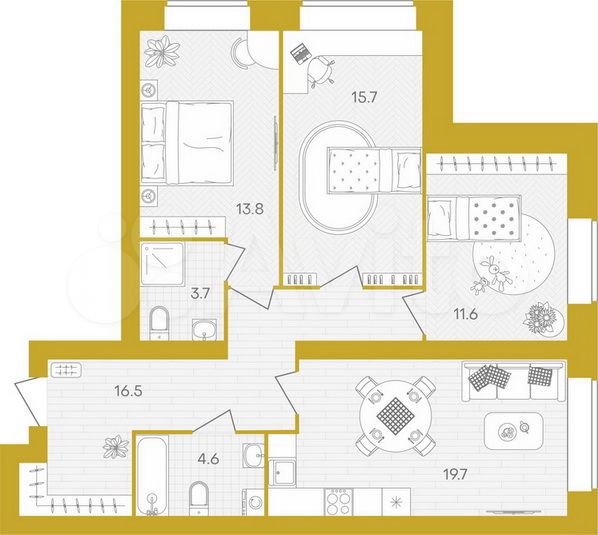 3-к. квартира, 85,6 м², 2/10 эт.