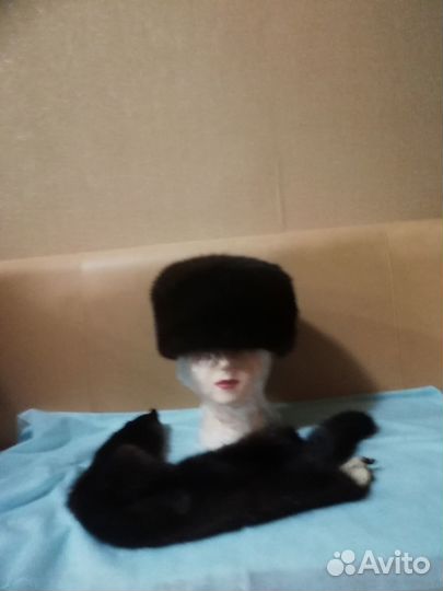 Шкурка норковая + женская норковая шапка новая