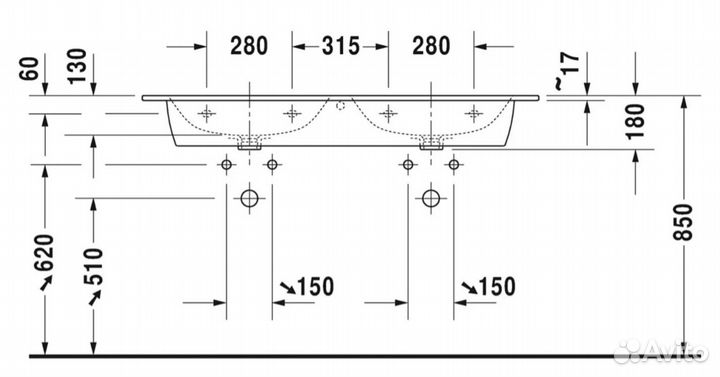 Раковина двойная Duravit 23361300001