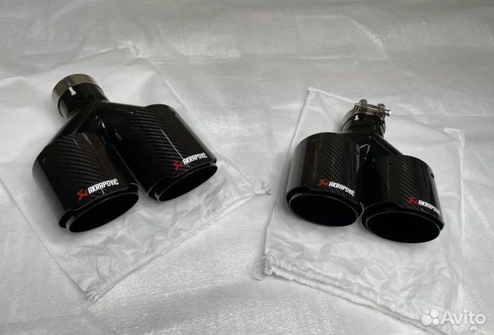 Насадки 101мм Акрапович Black carbon BMW глушителя
