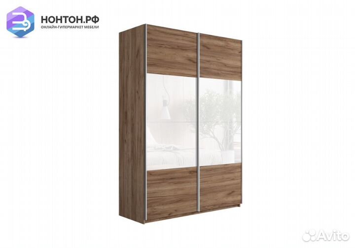 Шкаф-купе 2-х дверный Прайм крафт табачный / белое