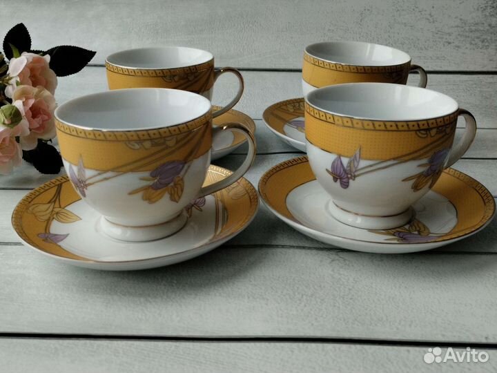 Чайные чашки с блюдцами фарфор