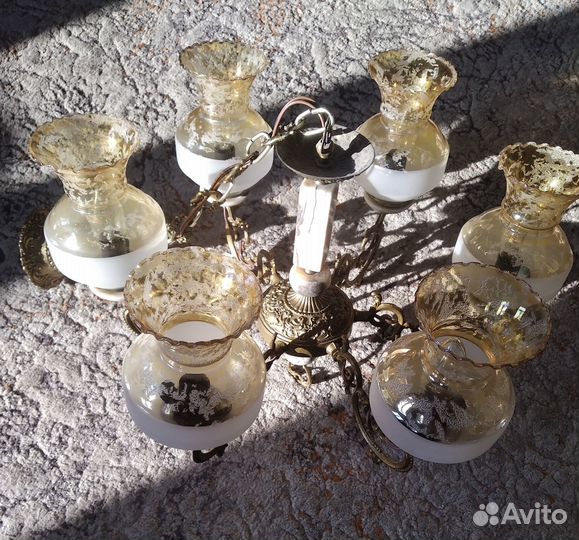 Люстра литье оникс Винтаж Югославия
