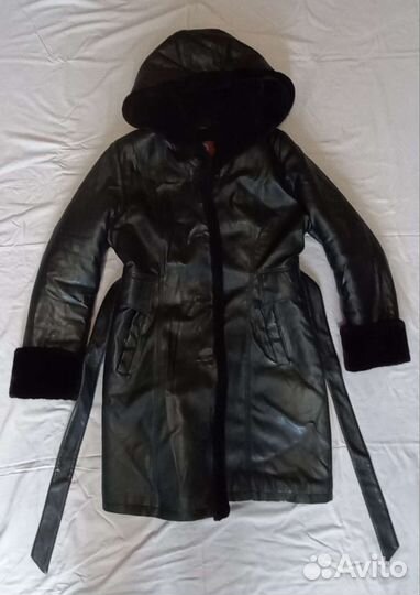 Удлиненная кожаная зимняя женская 48