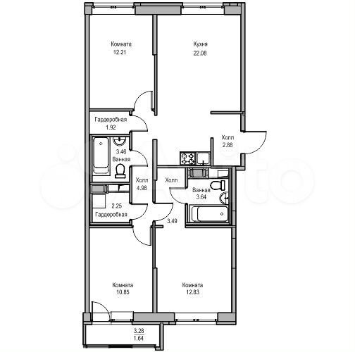 4-к. квартира, 82,2 м², 18/22 эт.