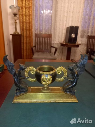 Чернильница старинная бронза