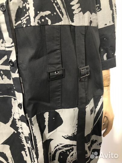 Платье рубашка плащ серо-чёрный рисунок